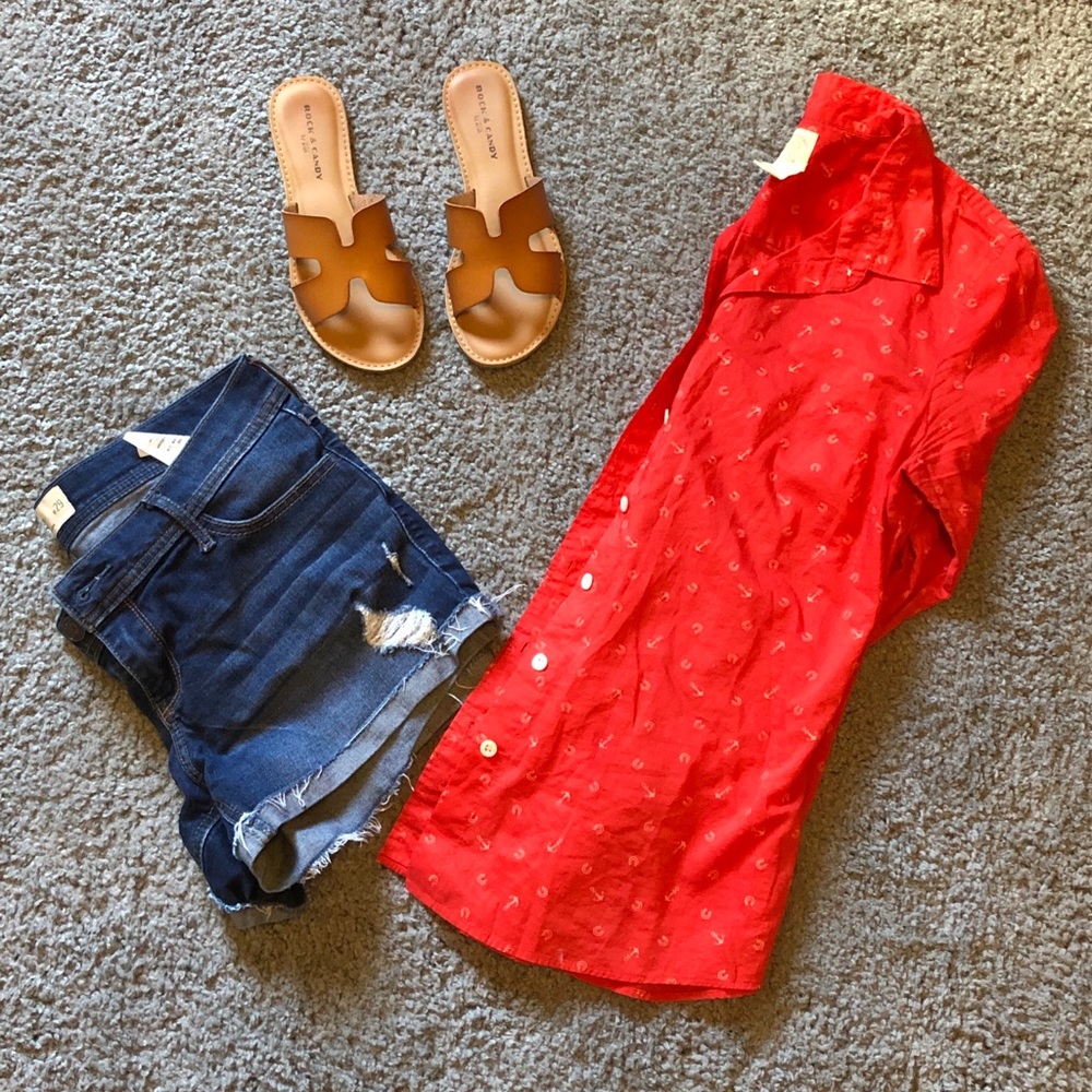 Red J. Crew Liberty Perfect Top